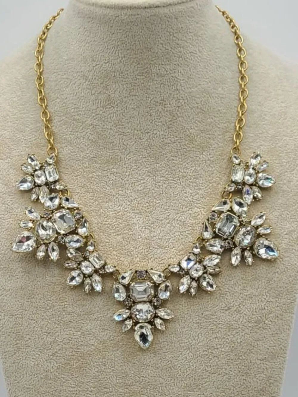 J Crew Clear Crystal Cluster Statement Necklace